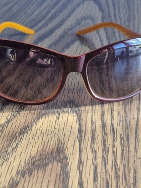 Women's Burgundy Frame Sunglasses with Amber Temples